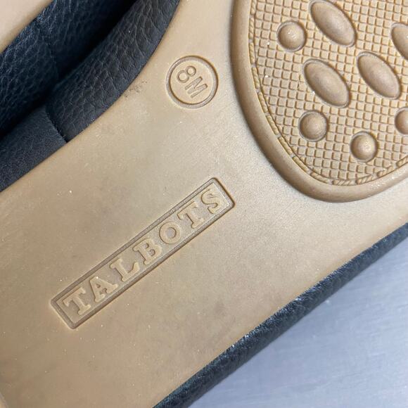 Talbots Penny Loafers Women 8M Black Pebble Leather Bow‎ Buckle Old Money Preppy - Picture 8 of 9